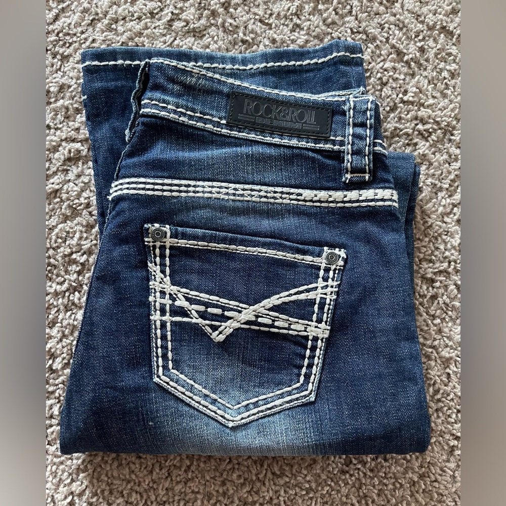 Rock & Roll Cowgirl Dark Blue Bootcut Jeans, BRAND NEW - Picture 3 of 3